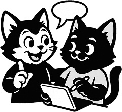 Two cats collaborating and discussing ideas.