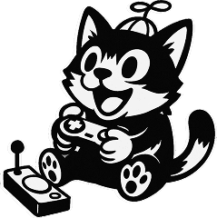 A cat with multiple controllers playing games