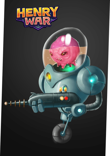 An alien brain piloting a unicycle robo-suit from a Wow Meow game Henry War