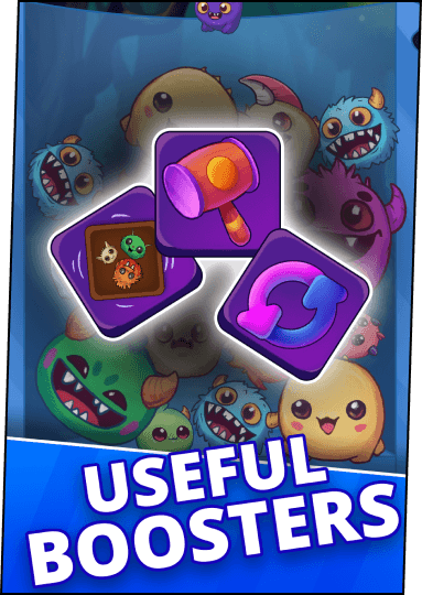 A screenshot with vibrant characters and a caption "Useful Boosters!"