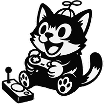 Happy cat with a controller in his paws, playing a WoW Meow game!
