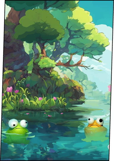 silly frogs swimming in the pond