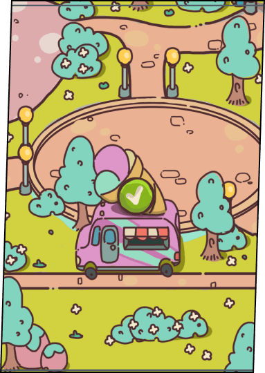 an asset of a ice-cream truck colored in vibrant pink colors