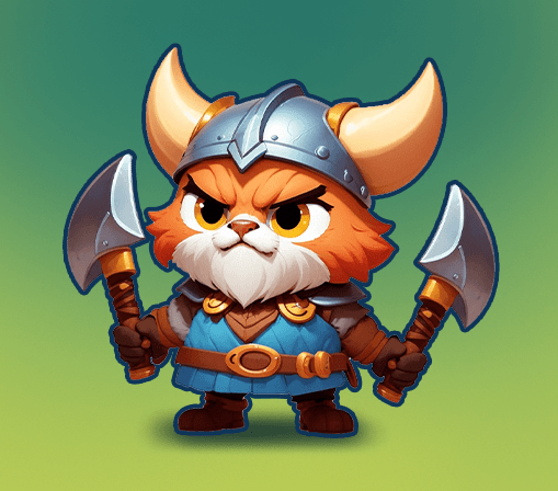 A fearsome furry viking holding two axes!